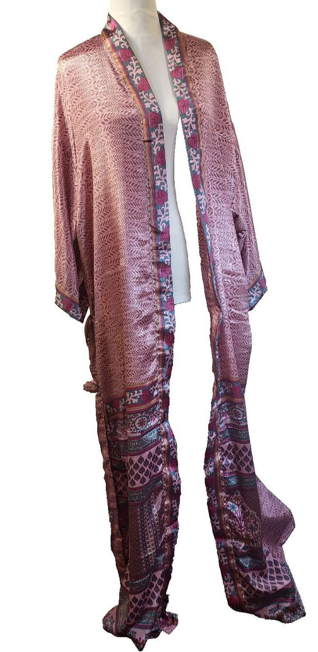 Gorgeous Silk Robe Made From Recycled Saris Kimono Style One Size